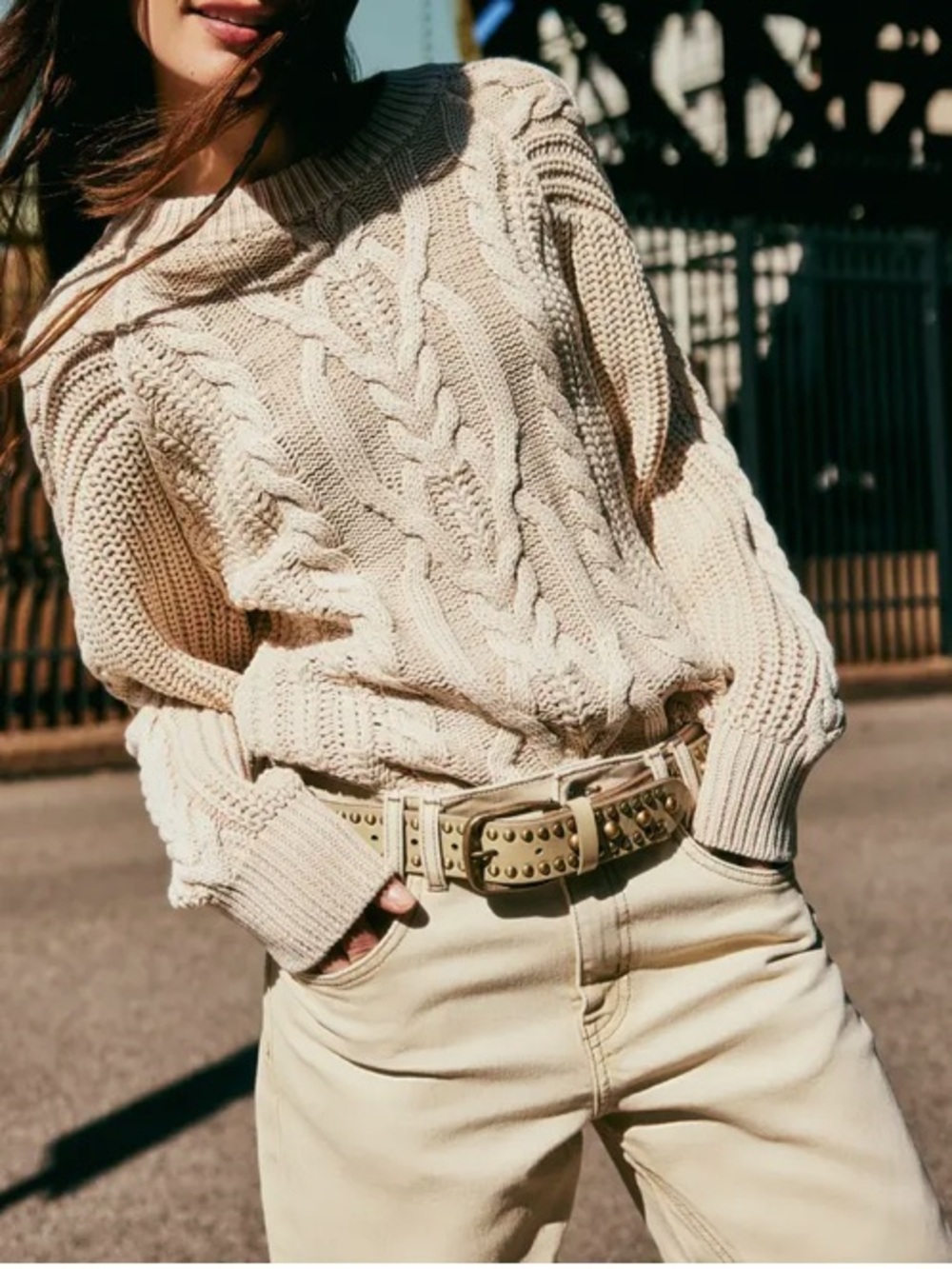 Make me an offer! Frankie cable cotton sweater cream or black. You choose color